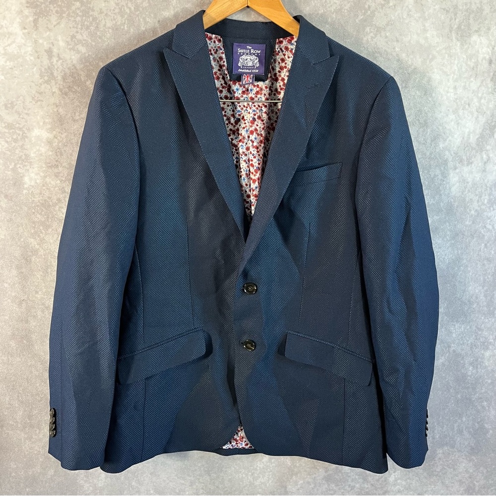 Savile Row‎ Blazer Mens 38R Navy Blue Single Breasted Button Sport Coat Jacket